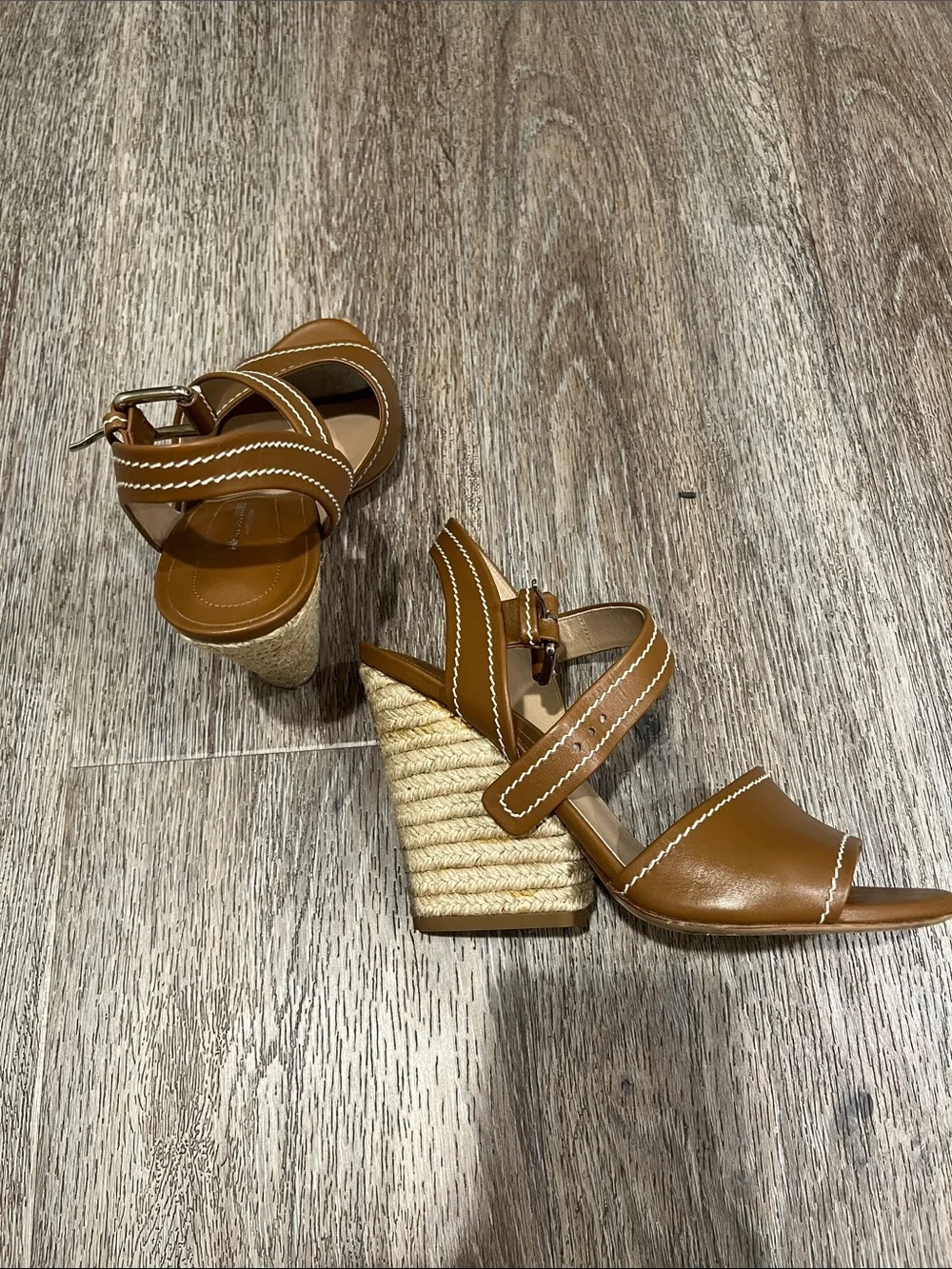 Michael Kors Tan Leather Ankle-Strap Sandals - Picture 7 of 8